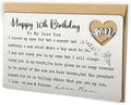 Happy 16th Birthday Wallet Insert for Son from Mom, Stainless Steel Laser-Engraved Postcard with Heart Cutout, Sweet Sixteen Birthday Gift for Teen Boy, Sentimental Pocket Keepsake Card QBK08