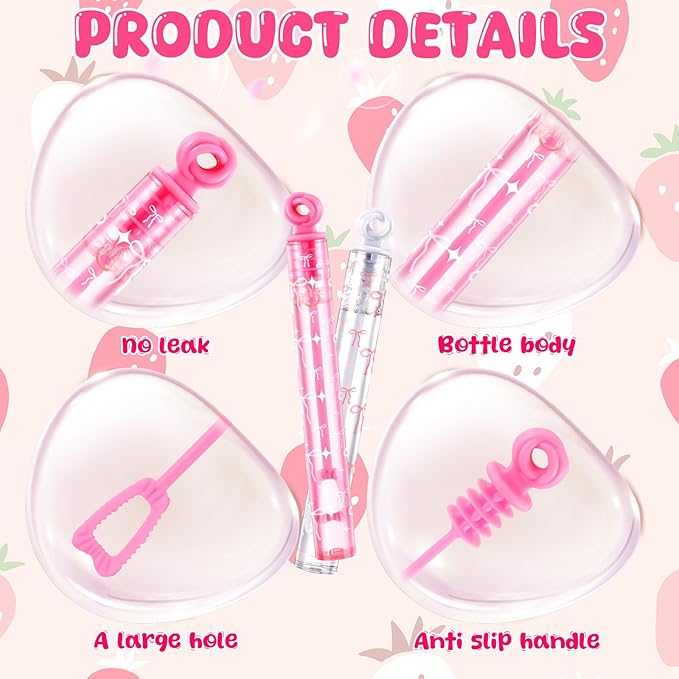 32 Pcs Pink Bow Bubble Wands Cute Bubbles Party Favors for Adult Summer Activity Birthday Party Goodie Bag Stuffers Gifts Wedding Supplies