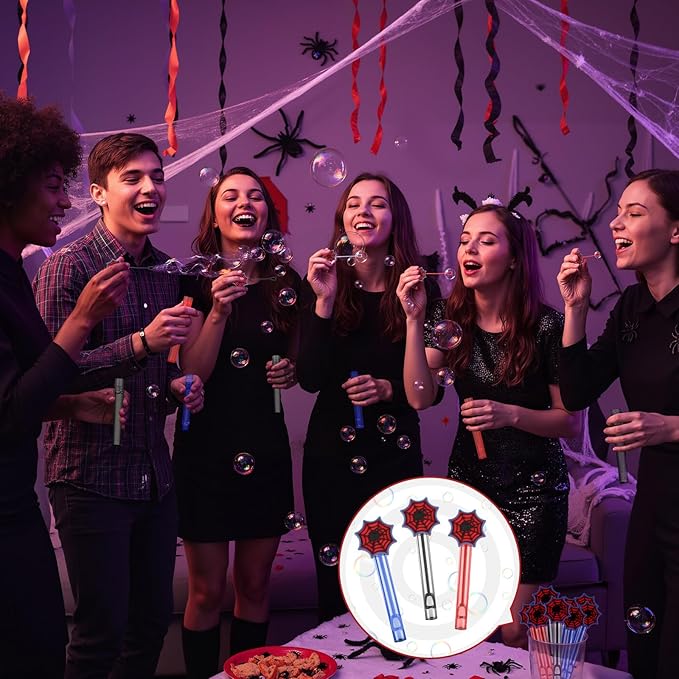Jenaai 24 Spider Web Bubble Wands Spider Bubble Wand Party Favors for Summer Activity Cartoon Birthday Gifts Carnival Goody Bag Stuffers Wedding Supplies
