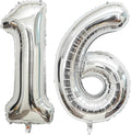 Large Silver 16 Number Balloons, 40 Inch Jumbo Number 16 Balloon, Silver Foil Mylar Balloons for Girl Sweet 16th/61th Birthday Party, Anniversary Decorations