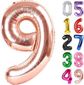 Rose Gold Number 9 Balloon 40 Inch, 9th Birthday Party Decorations for Children, Giant 9 Foil Balloon for Party Supplies