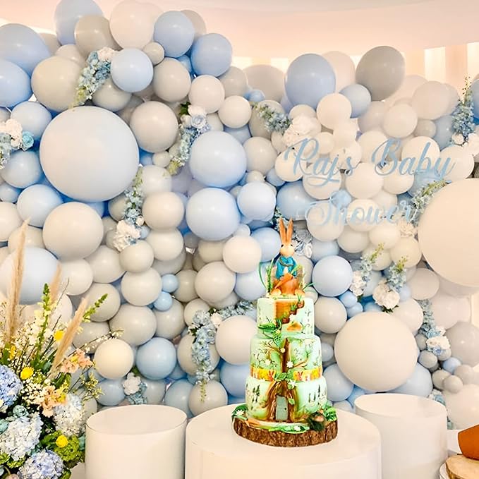 105pcs Baby Blue Balloons 12inch Party Latex Balloons for Birthday Graduation Baby Shower Anniversary New Year Holiday Party Decorations
