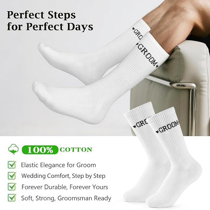 Etercycle Groom Socks, Bachelor Party Sock Groomsmen Gifts, Black Soft Cotton Groomie Wedding Socks For Engagement Party Favors Groom Bridal Shower Gifts Bachelorette Decorations