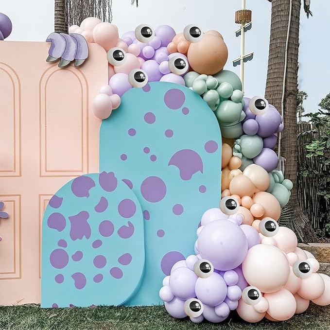Monster Balloons Arch Kit, Pastel Green Pink Purple Balloon Garland Light Mint Green Pastel Orange Nude Balloons Eyeball Balloon for Monster Cartoon Party Inc Decorations Kids Birthday Party Supplies