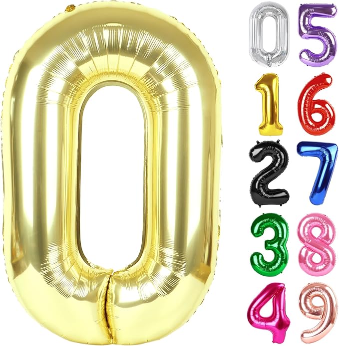Light Gold Number 0 Balloon 40 Inch, 0 Balloon Number for 10th 20th 30th 40th 50th 60th Birthday Decorations, Light Gold Party Supplies