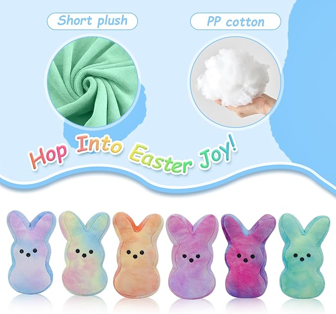 vizethru 12 Pcs Easter Bunny Plush Toys,Easter Basket Stuffers Toys for Kids,Bunny Stuffed Animals, Easter Party Favors Gift Toys for Kids