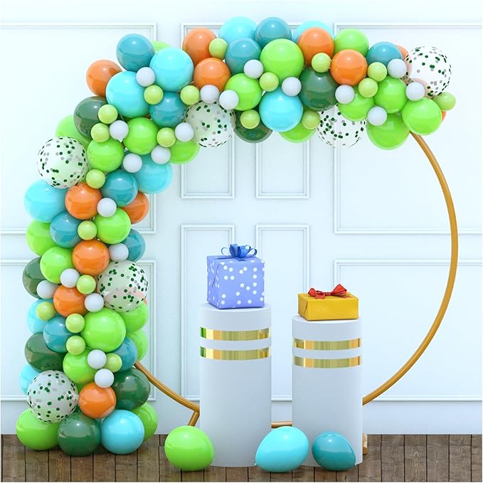XIRUISHEN 118 Pieces Tropical Forest Balloon Arch Garland Kit, Green Confetti Balloons Hawaiian Theme Graduation Anniversary Party Celebration Birthday Party Wedding Decorations