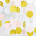 Light-Pink White Gold Party Decorations - 52Ft Paper Garland Circle Dots Streamers Banner Girl Women Birthday Bridal Shower Wedding Bachelorette Engagement Graduation Hanging Decor Hongtongtong