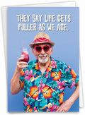NobleWorks - 1 Hilarious Happy Birthday Card - Funny Retro Spouse Humor, Celebrate Birthdays - Life Gets Fuller C9568BDG