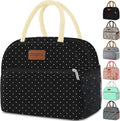 Coobiiya Lunch Bag Women,Lunch Box LunchBag for Women Adult Men, Small Leakproof Cute Lunch Tote Large Capacity Reusable Insulated Cooler Lunch Container for Work/Office/Picnic/Travel-Black Polka Dot