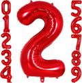 Red Number 2 Balloon 40 Inch, Big Large Foil Helium Number Balloons, Jumbo Giant Mylar Number 2 Balloons for 2 Year Old Birthday Red Party Decorations Supplies Anniversary