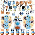 Blue Dog Birthday Decoration Set, Cartoon Happy Birthday Banner, Party Supplies with Banner, Hanging Swirl, Honeycomb
