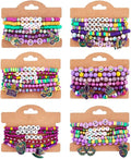 Cooluckday 36 Pcs Holiday Heishi Surfer Bracelets for Women Bulk Easter Mother's Day Christmas St. Patrick's Day Mardi Gras Bracelet Stackable Stretch Friendship Bracelets Set