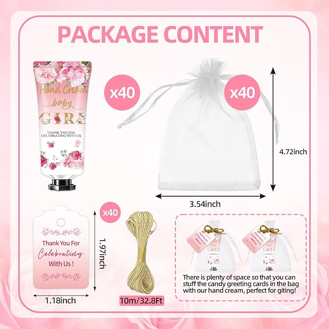 Multipurpose Baby Shower Party Favors - 40 Pack Hand Cream Sets, Wedding & Thank You Gifts for Guests