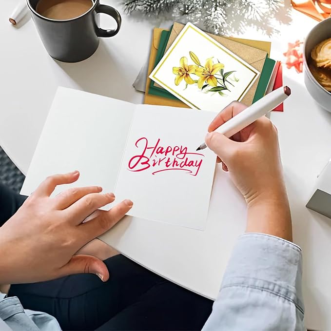 Birthday Cards Pack of 12,Birthday Cards Bulk for Women Men Kids Assorted Birthday Greeting Cards for Kids Assortment, 12 Card with Envelopes (Colorful Flowers)