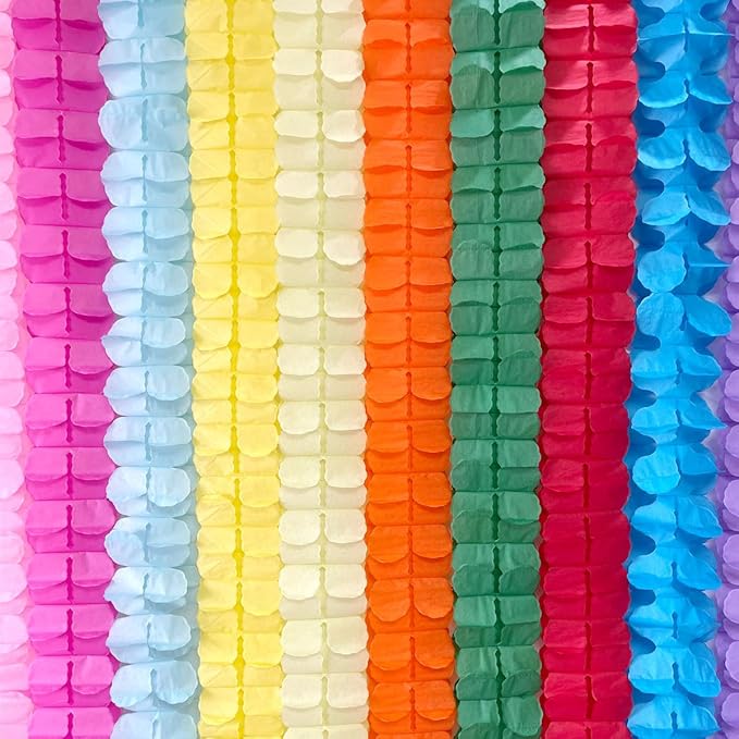 10PCS Four Leaf Clover Paper Flowers Garland Decorations Four Leaf Clover Paper Banner Tissue Paper Streamers Reusable Hanging Garland for Birthday Wedding Party Backdrop Home Decor Colorful kit