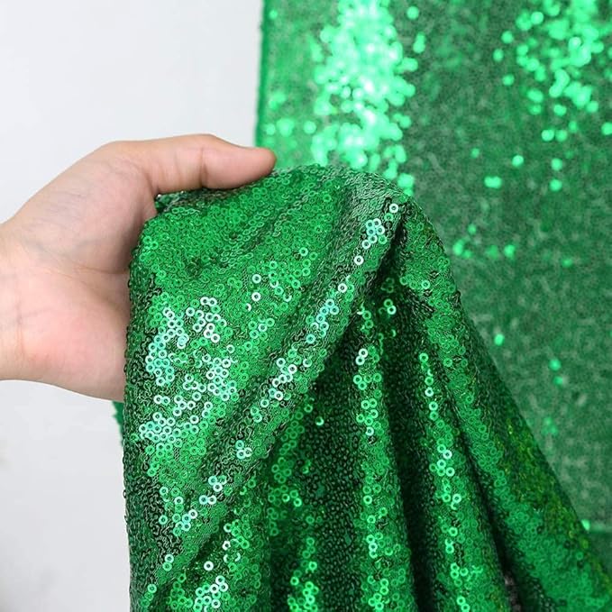B-COOL Green Sequin Backdrop Curtain Sparkly Drapes 2 Panels 2ftx8ft for Shimmer Emerald Green Curtain Birthday Party Backdrop Decorations