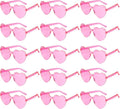 PLULON Heart Sunglasses for Women 5/12/25 Pcs, Heart Glasses Valentine Day Rimless Shaped Candy Color Fun Glasses Party Favor