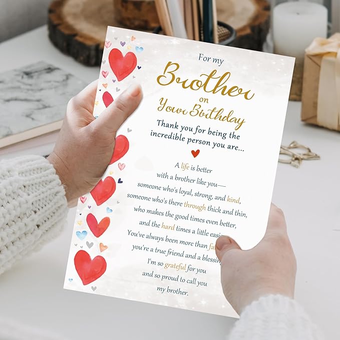 Brother Birthday Card, Happy Birthday Cards for Brother from Sister, Best Birthday Gifts Idea for Bro