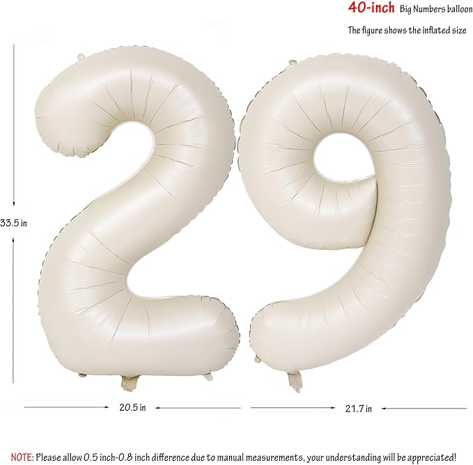 40 In Cream white Number Balloons Helium Foil Mylar Balloon Birthday Party banquet Decoration Digital 29