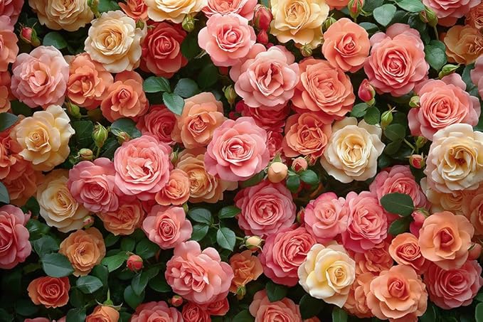 CYLYH 7X5FT Floral Backdrop Pink Rose Green Leaves Wall Background Girls Princess Birthday Baby Shower Wedding Cake Table Decoration Banner D904