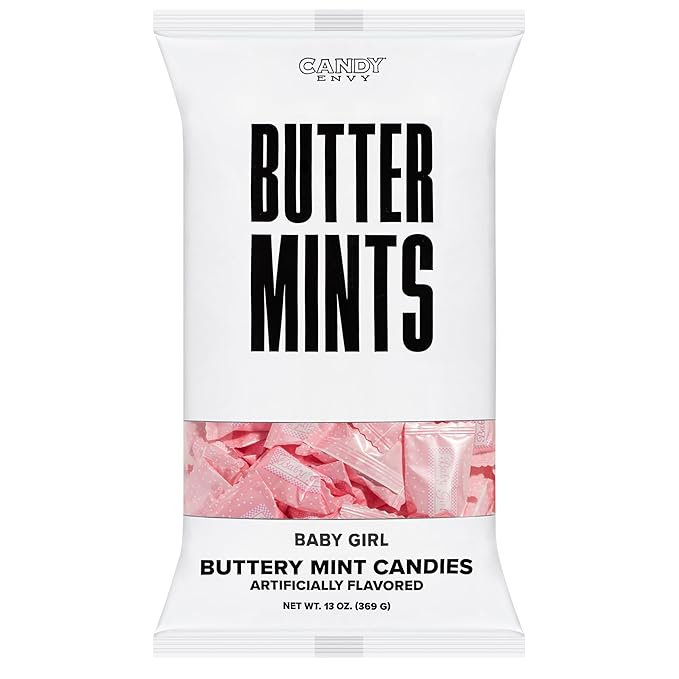 Candy Envy - Baby Girl Buttermints - 10 Bags Casepack with Approximately 100 Mint Per Bag - Baby Shower Favors