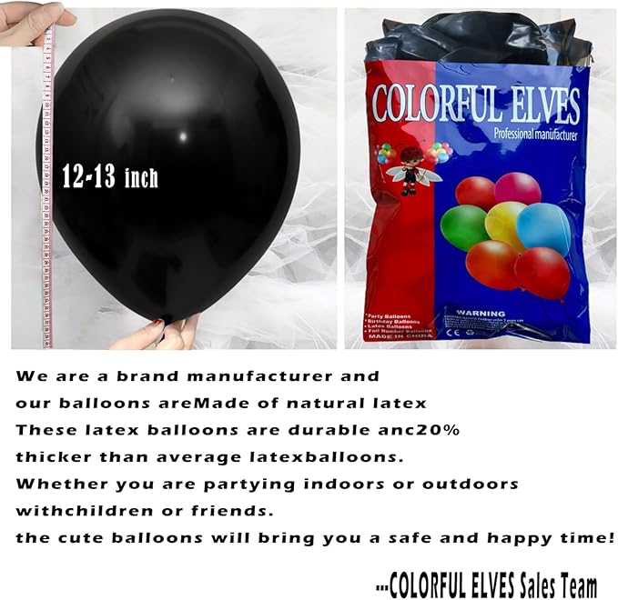 12 Inch 100 Pcs Metallic Chrome Black Balloons Latex Helium Shiny Thicken Balloons Party Decoration