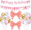 Bow Happy Birthday Banner Set Birthday Decoration Bow Balloon Confetti Latex Balloon Bow Theme Birthday Party Decoration Supplies
