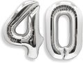 AULE 40 Inch Jumbo Silver Foil Mylar Number Balloons for Men Women 40th Birthday Party Decorations 40 Years Old Anniversary Party Supplies