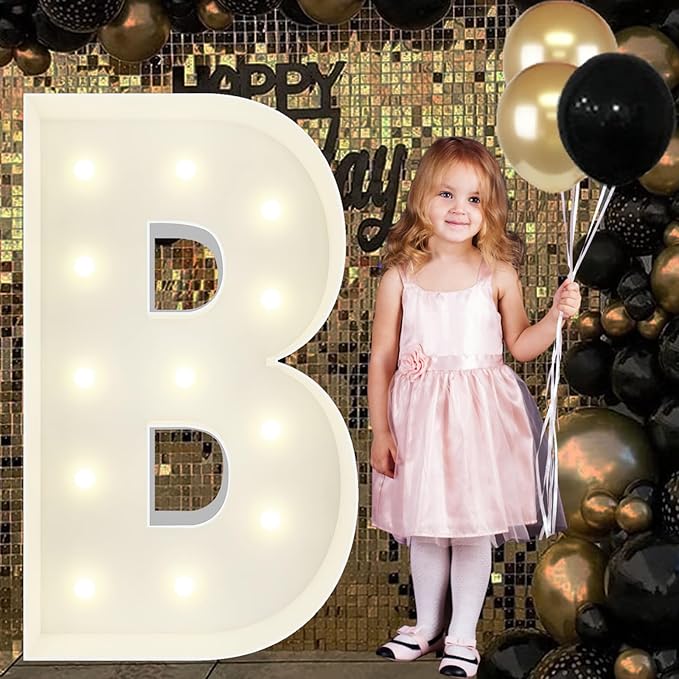 4FT Marquee Light Up Letters B, Big Marquee Letter for Baby Shower Birthday Engagement Wedding Marry Me Party Decor