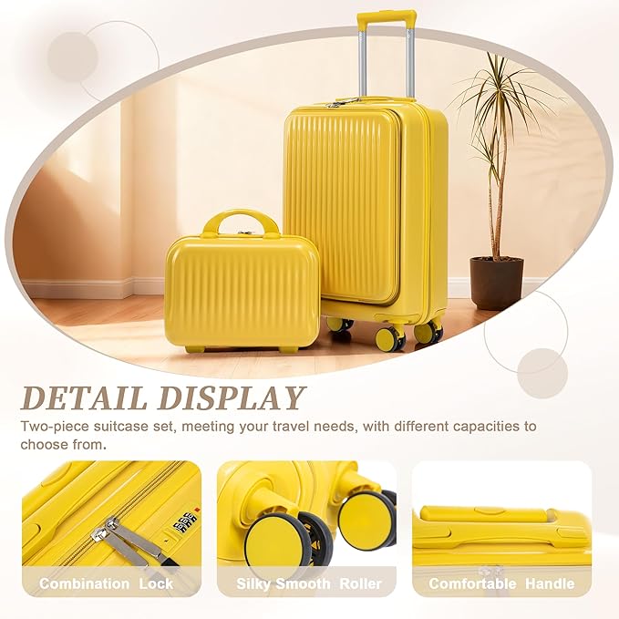 20/14 Inch Hardside Luggage, Durable Suitcase with Spinner Wheels