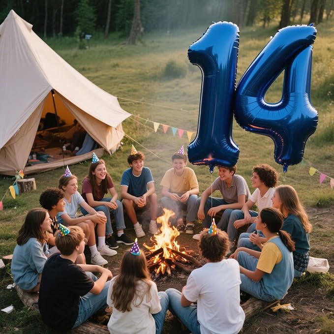 40 Inch Navy blue Number 14 Digital Balloon,Jumbo Mylar Foil Helium Balloon for 14 Balloons for Birthday Party,Wedding Anniversary Party Decorations