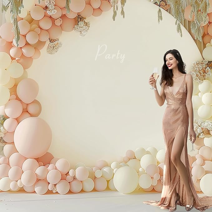 Gallety 7.2 FT Ivory Round Backdrop Cover for 5 to 7.2ft Circle Stand Adjustable Polyester Arch Backdrop Cover for Wedding Arch Birthday Party Photography Decoration