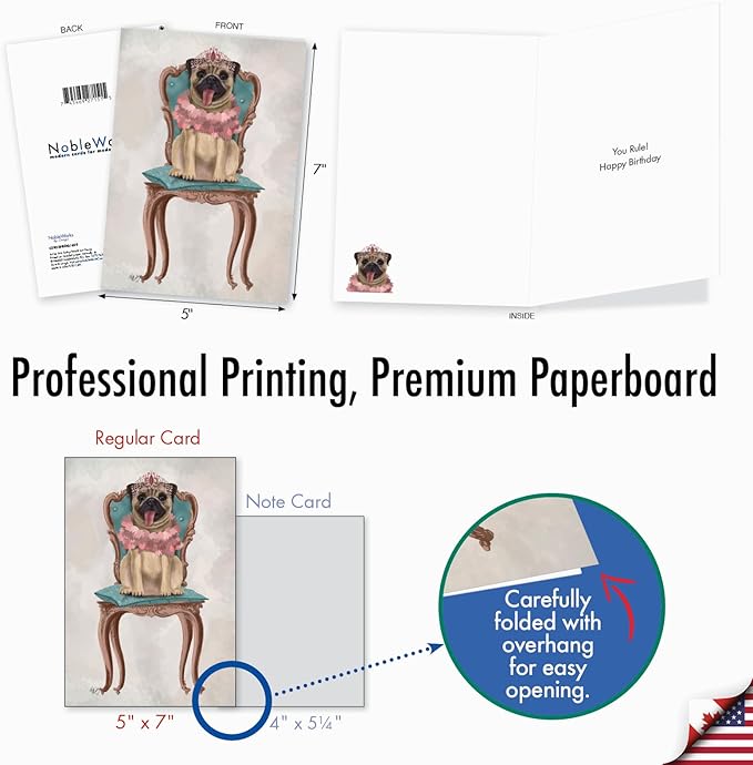 NobleWorks - Dog Lovers Birthday Greeting Card with 5 x 7 Inch Envelope (1 Card) Puppy Bday Crowned Creatures - Dog C2825FBDG