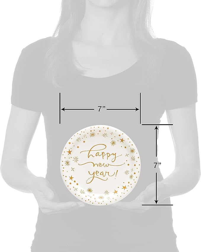 American Greetings 36-Count 7 in. Paper Dessert Plates, Kathy Davis New Years Eve Party Supplies