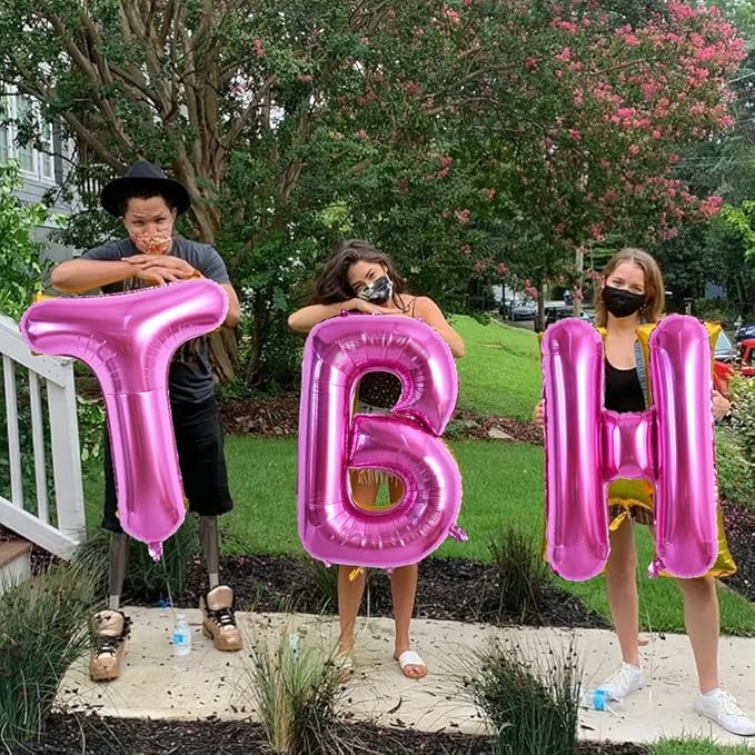TONIFUL 40 Inch Large Rose Red Letter T Balloon - Giant Hot Pink Alphabet Foil Mylar for Birthday Party Anniversary Supplies Decorations
