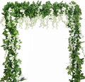5pack Wisteria Garland Artificial Flower Garland Fake Wisteria Vines for Wedding Floral Decor-Total 36 Ft(White)