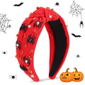 Halloween Headbands for Women, Red Spider Rhinestone Wide Jeweled Knotted Headband, Crystal Beaded Jeweled Top Knot Embellished Headband Hair Accessories Halloween Birthday Gift