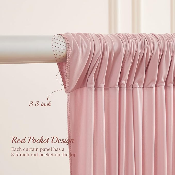 8x10FT Dusry Rose Backdrop Curtains for Wedding Parties, Wrinkle Free Polyester Photography Backdrop Drapes for Birthday Parties Baby Shower Stage Background Stand Decorations 4x10ft,2 Panels