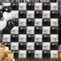 50PCS Silver Black Square Foil Balloon Wall, Double Sided Metallic Silver Black Garland Kit, Reusable DIY Mylar Balloon Arch for Anniversary Bachelorette Birthday Engagement Party Background Decor ﻿