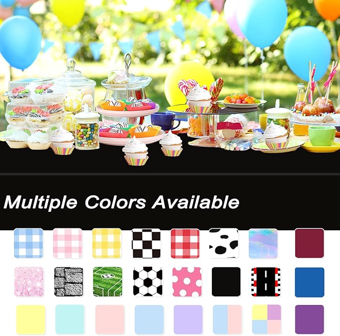 WNINK 6 Pack Black Tablecloths Disposable Table Covers 54" x 108" Table Cloths for BBQ Birthday Picnic Bridal Shower Engagement Wedding Plastic Table Cloths for Parties