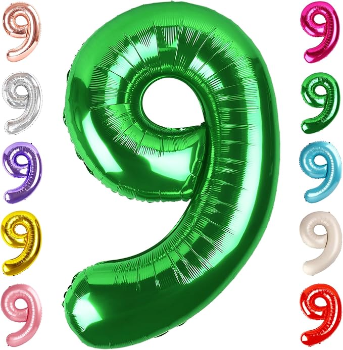 40 Inch Dark Green Numbers 9 Balloon, Balloons Decorations for 9 19 90 Birthday Party, Engagement, Wedding, Graduations, Photo Shoot Supplies