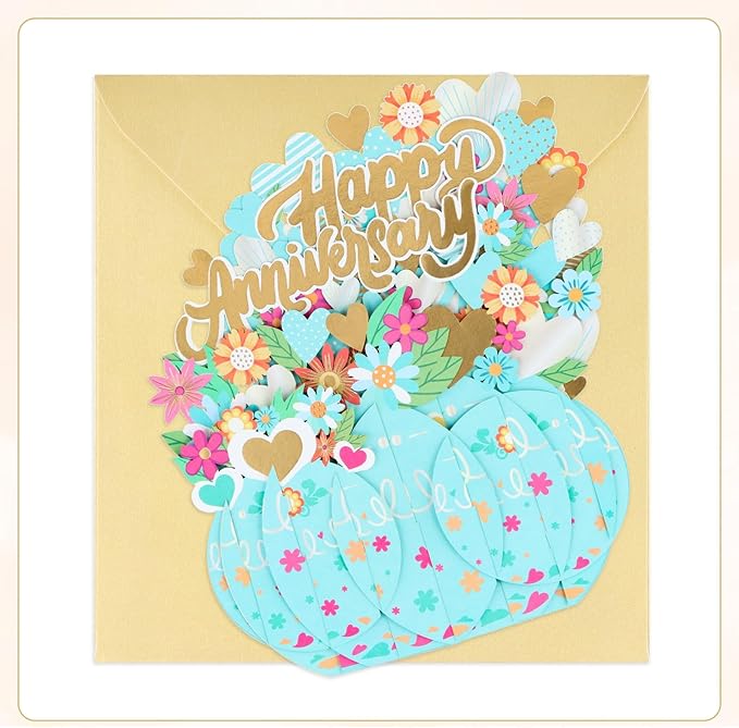 FaCraft Anniversary Card for Couple, Happy Pop Up Anniversary Card with Envelope, for Husband Wife, Handmade, Wedding Valentine Gifts for Him Her Boy Friend Girlfriend