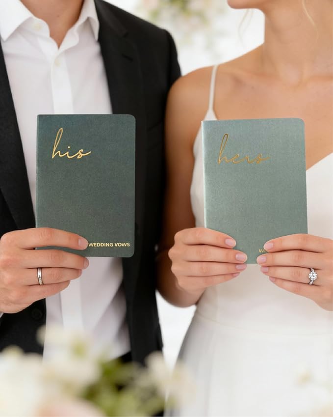 Vow Books His and Hers, Wedding Vow Books with Soft Touch Gold Foil Engraving, Wedding Essentials, Wedding Accessories