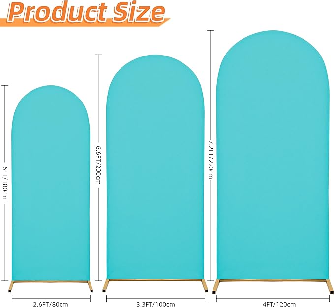 Arch Covers,Arch Backdrop Stand Fitted Cover for Wedding Birthday Party Ceremony Banquet Decoration(7.2FT&6.6FT&6FT,Sky Blue,Cover Only)