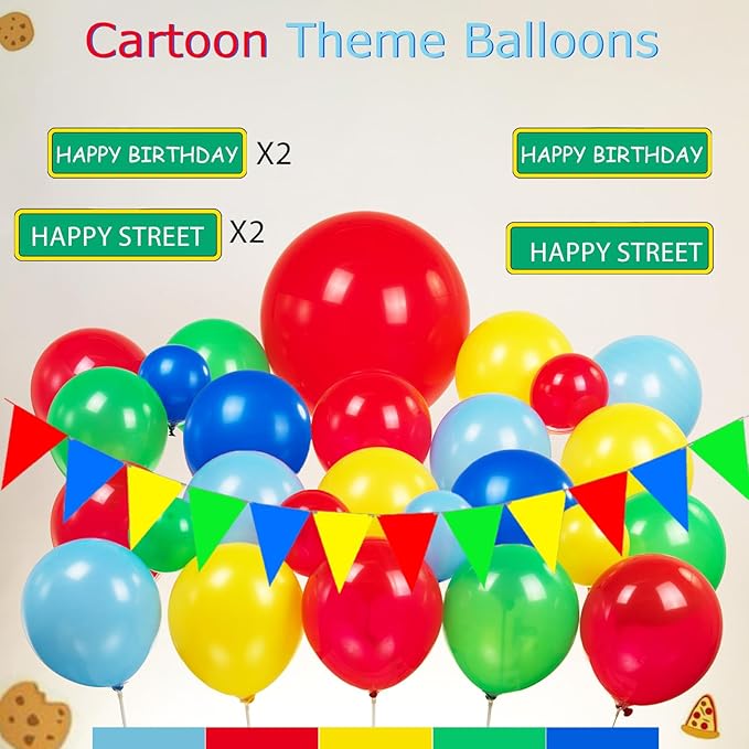 Sesame Friends Birthday Party Supplies Party Decorations Set Include Banner Backdrop red blue Balloon Garland Arch Kit stickerfor Boys Girls Sesame Theme Party kid birthday supplies