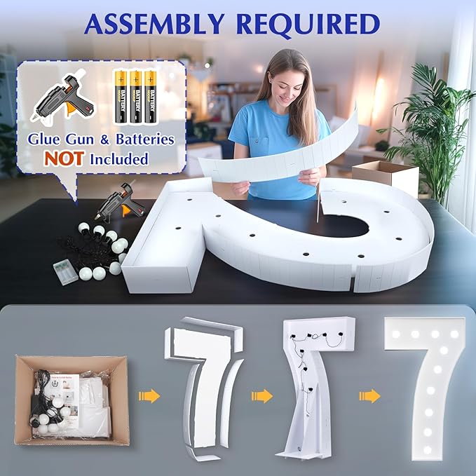 Marquee Number 7th-Birthday Decorations: 4FT Large Light up Numbers 7 Big Sign for Boy Girl Seventh Birthday Sweet Seven Year Old Party Decor Anniversary Graduation Wedding Engagement Mosaic Balloon