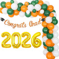 Kreatwow Graduation Decorations 2026 Orange and Green Balloon Garland Arch Kit Congrats Grad Banner Decorations Number 2026 Balloons for Class of 2026 High School College University Grad Party Decor