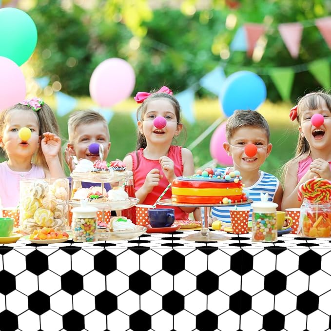Tevxj 3 Pieces Soccer Party Tablecloths for Soccer Birthday Decorations Plastic Disposable Sports Ball Party Table Covers for Rectangle Tables Birthday Supplies Favors, 54 x 108 Inches