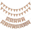 Irenare 4 Pieces Happy Birthday Banner Colorful Birthday Party Decor Rainbow Felt Garland Banner Rainbow Party Decorations Supplies(Linen)
